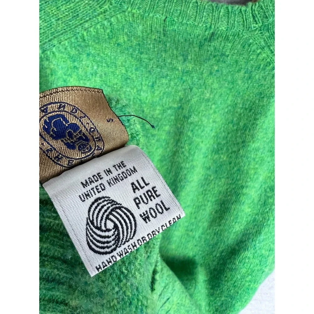 Peter Elliot New York Shetland Wool Sweater‎ Green Crewneck Made in UK Size 42